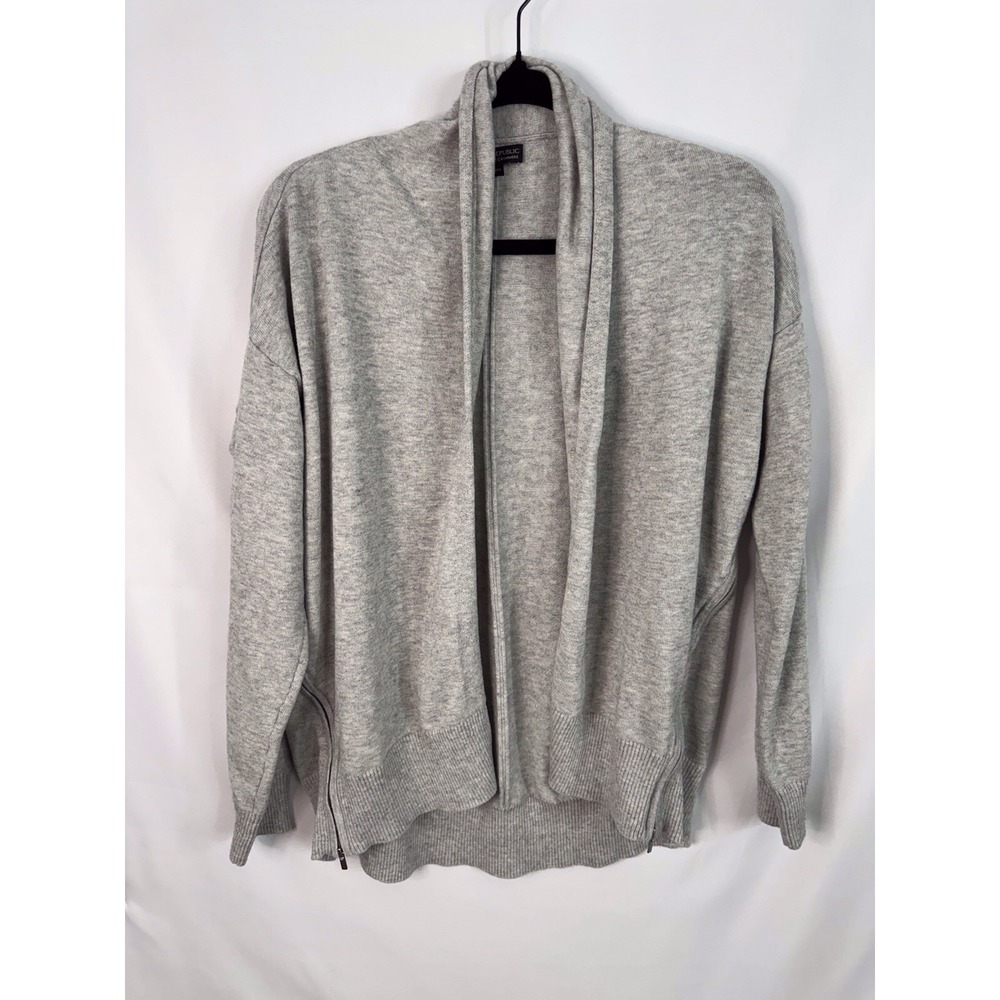Banana Republic Women's Medium Open Front Cardigan Sweater Gray Zip Knit EUC‎